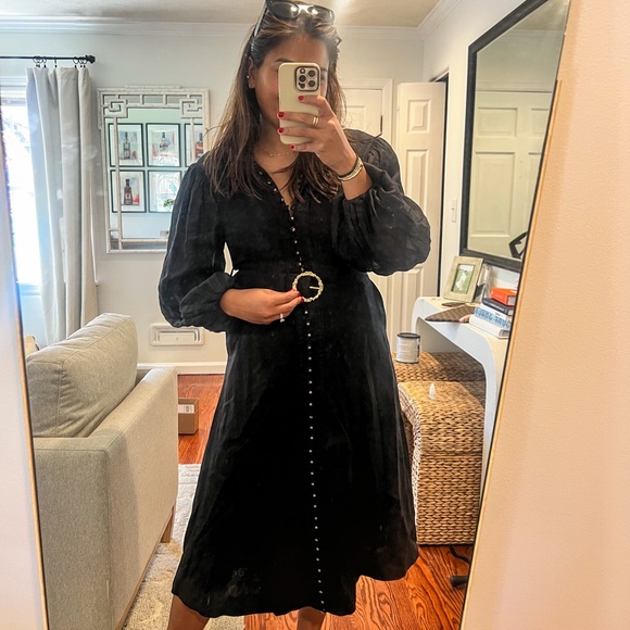 Linen Zimmermann Long Sleeve Midi Dress - Picture 3 of 12